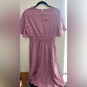 Pink and White Short Sleeve Heart Short Ruffle Dress